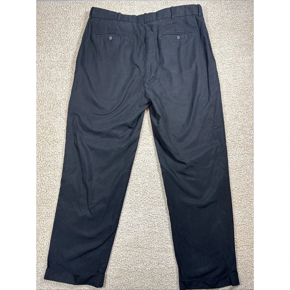 Polo Ralph Lauren Men 36x32 Chino Pants Trouser 90s Vintage Black Pleated Cuffed